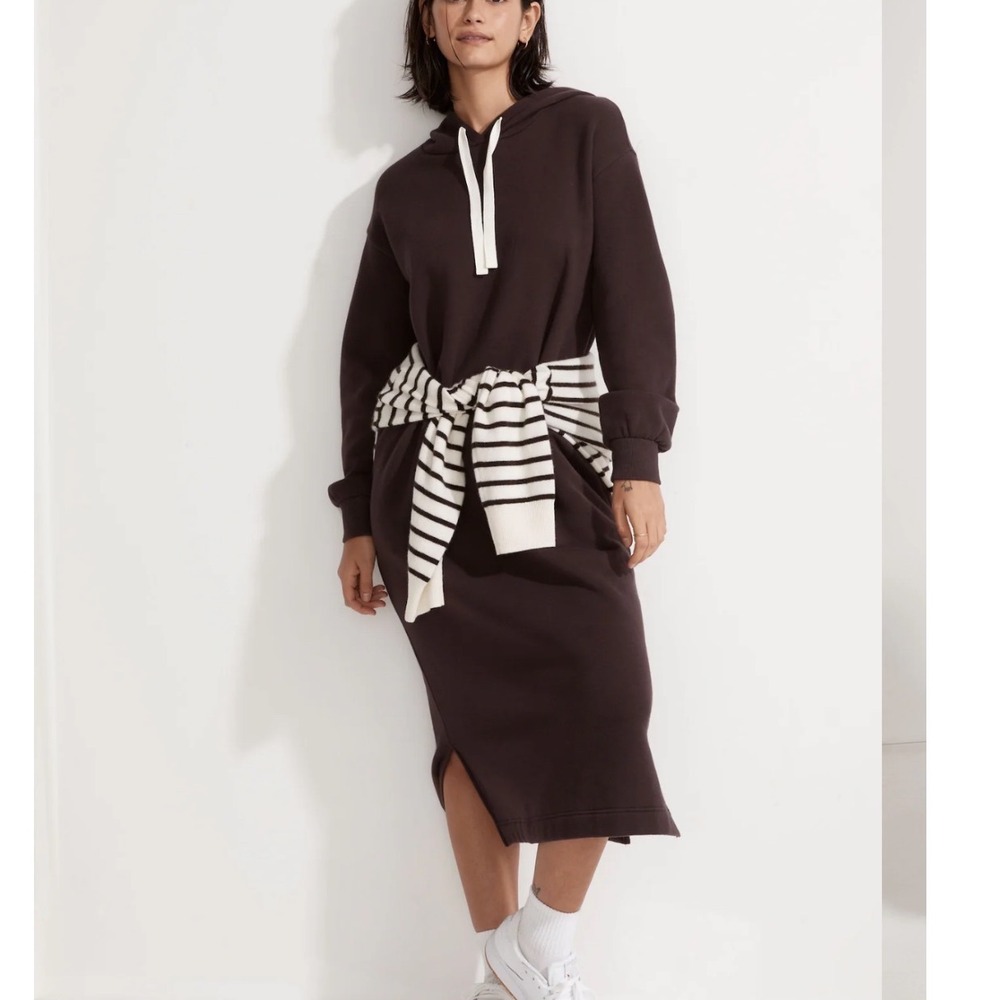 Madewell MWL BetterTerry Hoodie Sweatshirt Dress Midi Cozy M Loungewear Travel